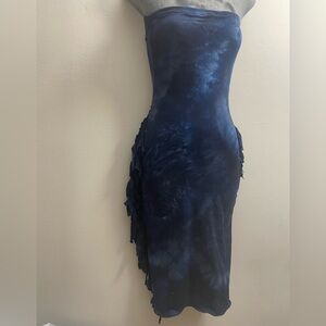 TYMETOUCH Hand Made Elegant Blue Sleeveless Dress